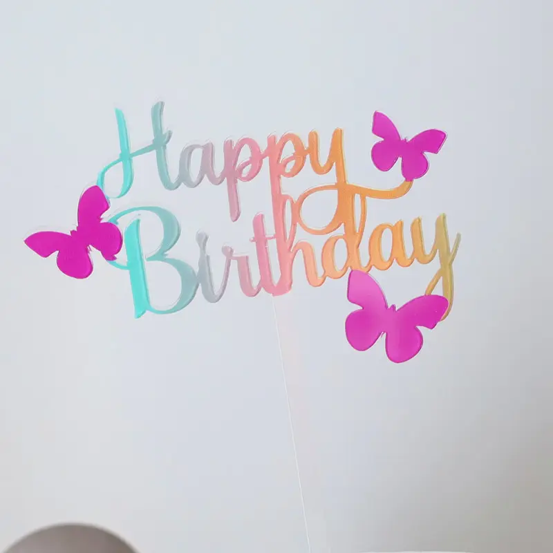 핫 세일 키즈 소녀 생일 파티 케이크 장식 베이킹 용품 나비 생일 축하 케이크 토퍼