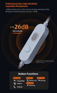Cable de Auriculares Tipo <span class=keywords><strong>C</strong></span> con Doble Micrófono Plateado, Cable de Repuesto HiFi con Micrófono HD para Juegos, Llamadas y Grabación - Product Image 6