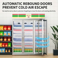 Réfrigérateur Commercial 450L 2900L à Refroidissement par Ventilation, Sans Givre, pour Boissons, avec Contrôle Numérique, 5 Portes, Autonome