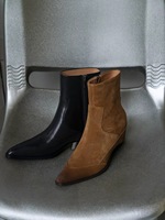 Bottes fines pour femme, spéciales, à talon compensé interne, rehaussant la silhouette, polyvalentes, en cuir véritable, personnalisation de designer