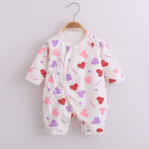 Nouveau-né quatre saisons une pièce bébé barboteuse à manches longues pur coton papillon dessin animé impression conception à lacets moine vêtements bébés - Product Image 2