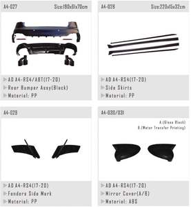 ชุดแต่งรอบคัน RS4 สำหรับ Audi A4 ปี 2017-2020 ประกอบด้วยกันชนหน้าและกันชนหลัง - Product Image 2