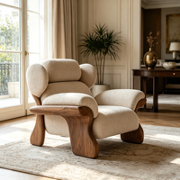 Fauteuil lounge contemporain à dossier incurvé, fauteuil individuel rembourré en tissu doux, chaise de loisirs élégante pour la maison, le bureau ou la réception