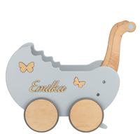 Poussette en bois antique personnalisée rose pour bébé avec poignée Poussettes en bois OEM