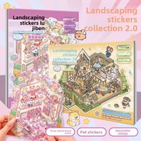Livre d'autocollants 3D pop-up de maisons de dessins animés, scène miniature, décorations éducatives pour agenda et journal pour enfants