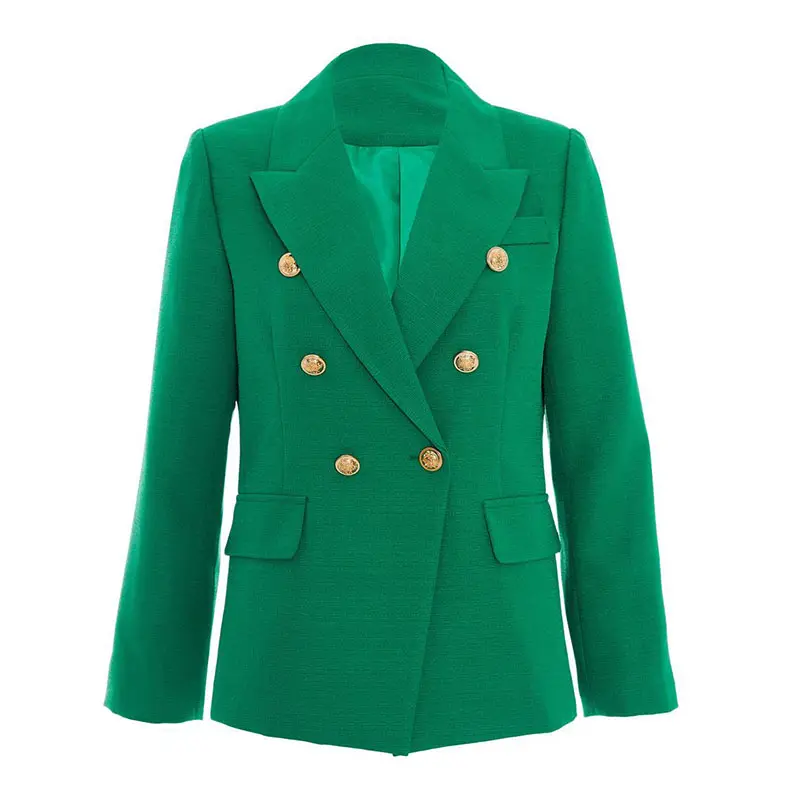 Office Lady Casual Jacket Business Suit Jacket Custom Logo Green Lapel Notch Buttoned Tailored Blazer