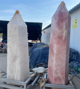 Batu Kristal Alami Ukuran Besar untuk Penyembuhan, Batu Semi Mulia, Tongkat Batu Kuarsa Mawar Besar untuk Dekorasi Rumah - Product Image 1