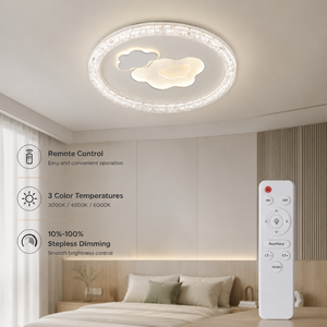 Lámpara de Techo LED Moderna con Control Remoto, Regulable, Tricolor, Acrílico y Hierro, Montaje Empotrado, para Interiores, Dormitorio, Sala de Estar - Product Image 4
