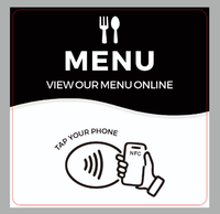 Cartes de menu 12x12cm adaptées aux restaurants/café/bars, cartes NFC avec dos adhésif