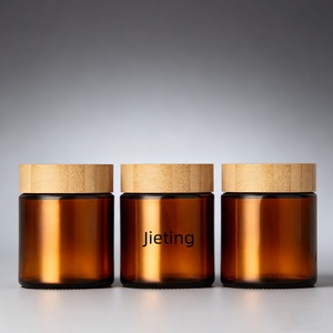 Envase de Vidrio para Crema Cosmética de 5g, 15g, 30g, 50g, 100g, con Logotipo Personalizado, Color Ámbar, para Crema Facial y para Ojos, con Tapa de Bambú - Product Image 5