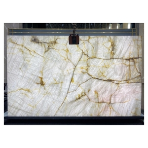 Brazil <span class=keywords><strong>cristallo</strong></span> Vàng quartzit <span class=keywords><strong>cristallo</strong></span> magnificus <span class=keywords><strong>quartzite</strong></span> slab cho nhà bếp Backlit Countertop - Product Image 1