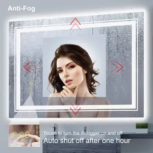 Disponibile temperata senza nebbia retroilluminata intelligente vanità decorazione Touch Screen bagno specchio LED per gli Stati Uniti