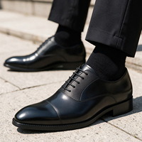 Chaussures Oxford pour hommes en cuir véritable faites à la main, à bout pointu, à lacets, chaussures habillées, chaussures de bureau formelles, chaussures de mariage