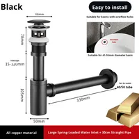 Siphon bouteille en laiton pour lavabo de salle de bain, siphon de vidage rond 1 1/4 "