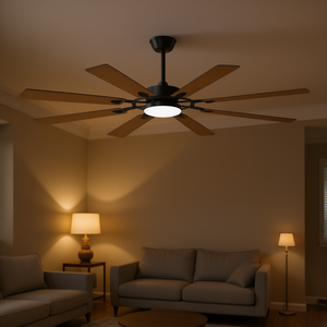 Ventilador de Techo LED Moderno de 72 Pulgadas y 8 Aspas, Motor DC Silencioso, Color Negro, para Interiores y Exteriores, Cocina, Sala de Estar, Terraza - Product Image 2