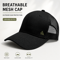 Ademend outdoor 6-panel mesh petje met katoenen voorkant, verstelbare gebogen klep, zonbescherming, op maat gemaakte pet