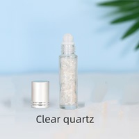 Vente en gros 10ml Rouleau de pierres précieuses Boule de bouteille en verre Rouleau d'huile essentielle de pierre de jade Bouteille en cristal avec couvercle en aluminium