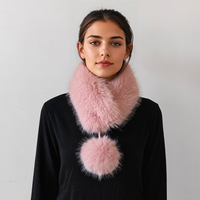 Snood carré en fausse fourrure de renard pour femme, col épais en fourrure avec pompons, fermeture magnétique, chaud pour l'hiver, style coréen haut de gamme, 78 cm, multifonction