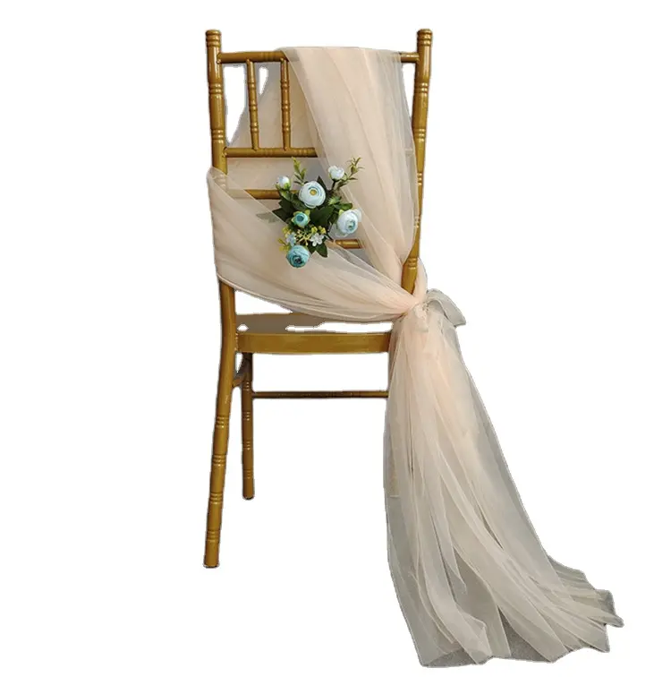 Dekorative Chiffon drapieren Vorhang Indoor Outdoor Hochzeit Mesh Organza Stuhl zurück Garn für Bambus Stuhl bezug Dekoration