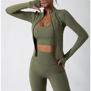 Conjunto de Ropa de Yoga de 4 Piezas, Transpirable, con Chaqueta de Manga Larga, para Mujer, con Logotipo Personalizado al por Mayor - Product Image 5