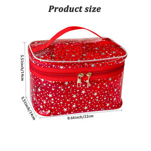 Customized Star Pattern Clear PVC Handbag Waterproof and Durable with Zipper Closure Fashionable Portable <strong>Cosmetic</strong> <strong>Bag</strong> - Product Image 3