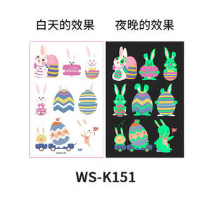 Lapin de Pâques à la mode et autocollant de tatouage <span class=keywords><strong>temporaire</strong></span> d'oeuf foncé pour les enfants matériel de papier blanc de conception de visage et de corps imperméable - Product Image 5