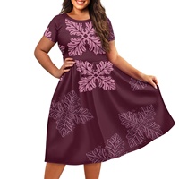 Robe Aloha Hawaïenne Grande Taille Personnalisable Imprimé Haute Qualité Sur Demande Formelle Sexy Longueur Genou Manches Courtes pour Femme
