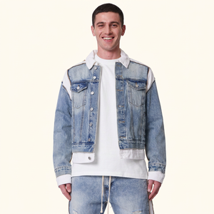 Nouveau Design Multi Poches Lâche Denim Vestes Hommes Couture Mode Bouton Up Vestes Rue À La Mode Survêtement - Product Image 1