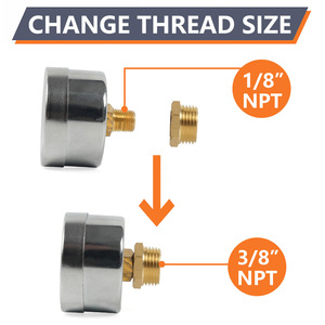Manómetro Analógico 0-15psi 1/8NPT 3/8NPT Conector para Sistema de Combustible Automotriz - Product Image 3