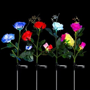 Patio extérieur cour passerelle aluminium LED rose et fleur jardin lumières décoratives solaire piquet lumière - Product Image 2
