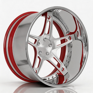 Rines Forjados Estilo Forgiate de 22-28 Pulgadas, Color Plata y Rojo, Aleación, 5x114.3, 5x120, 5x127, 6x139.7, Compatibles con Chevy - Product Image 1