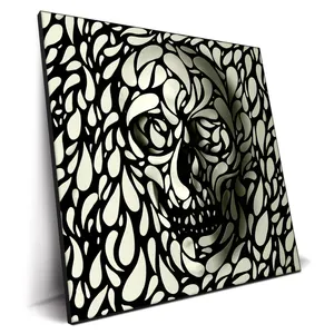 Zwart En Wit Abstracte Kunst Vierkant Grote Splitsing Aluminium Frame Vervangbaar Canvas Schilderij Luxe Interieur
