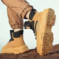 Bottes de travail montantes pour hommes, personnalisables OEM, avec empeigne en maille et PU synthétique, semelle robuste antidérapante, chaussures décontractées pour la rue et l'extérieur