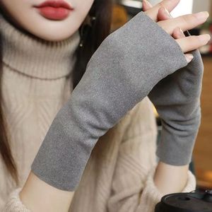 Gants en laine allemande mi-longs doublés de polaire, thermiques, unisexes, chauds pour l'hiver, pour la conduite, l'écriture et les écrans tactiles - Product Image 2