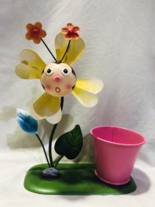 กระถางต้นไม้รูปกังหันลมโลหะสีเขียว งานฝีมือเคลือบสีฝุ่น ตกแต่งสวน ขนาด 38x14x43 ซม. - Product Image 4