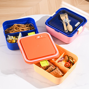 Boîte à lunch en plastique anti-fuite Bencircle B289 avec compartiments et couverts, récipient de stockage alimentaire réutilisable pour l'école et le bureau - Product Image 2