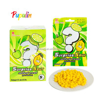 Mélange de bonbons à mâcher super aigre saveur de citron haricot de bonbons même couleur Challenger forme de boule de bonbons saveur de fruit doux gommeux