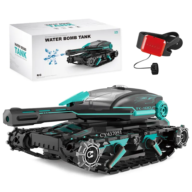 2.4Ghz RC Tank Toys Watch Remote Control Tanks 360 Degree Rotating Water Bullets Shooting Game With Light And Sounds For Kids