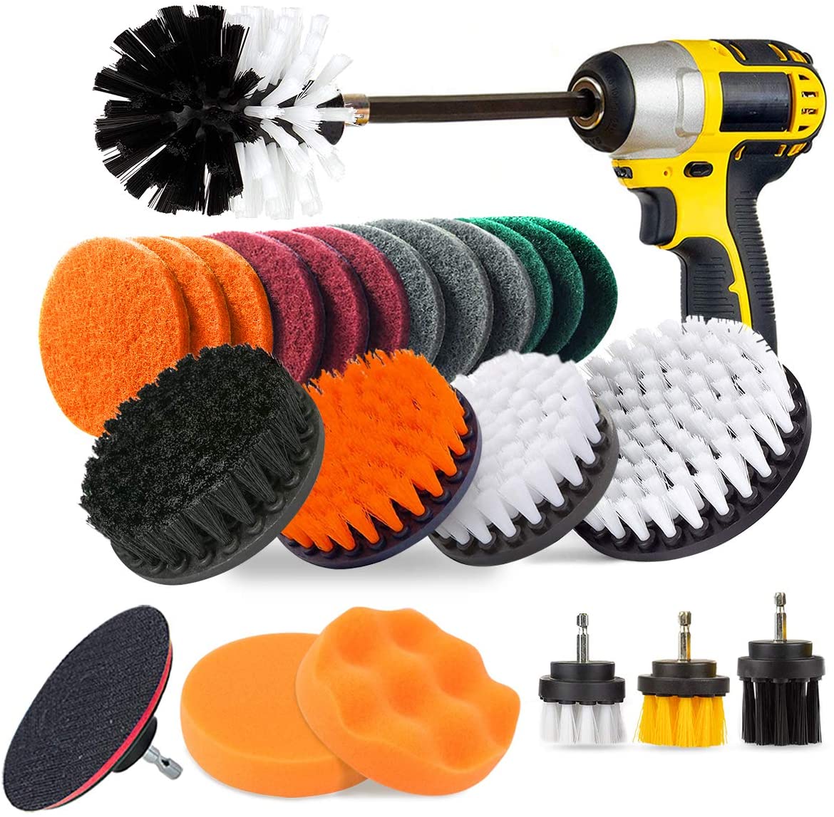 24 PCS Colorful Drill Brush Set For Car Wash And Cleaning