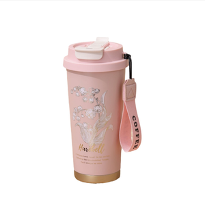 Tazza da viaggio ecologica da 17oz, simpatica tazza termica in acciaio inossidabile, borraccia sottovuoto con cannuccia, regali aziendali - Product Image 1
