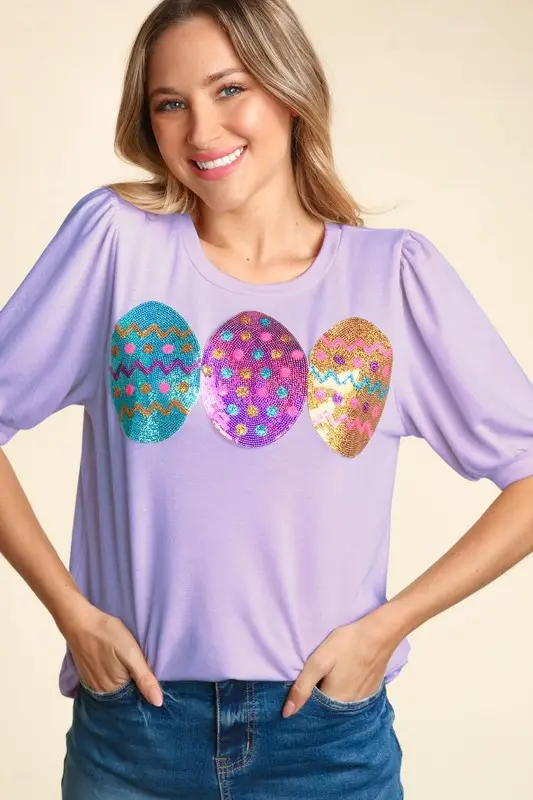 Loveda individuelles Logo Sommer Strass Easter Egg bedrucktes T-Shirt für Damen