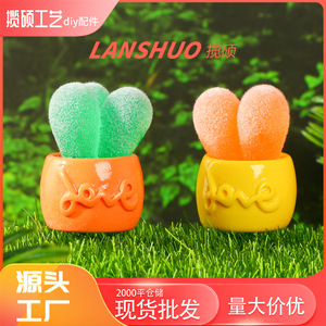 Miniature en résine, succulente floquée, décoration en forme de cœur, pot d'amour, ornement de bureau, artisanat en plastique, décoration intérieure, Printemps 2026 - Product Image 3