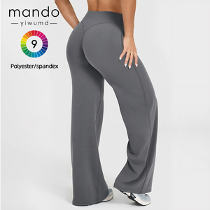 <span class=keywords><strong>Pantalones</strong></span> de yoga de cintura alta elásticos <span class=keywords><strong>para</strong></span> <span class=keywords><strong>mujer</strong></span>, de poliéster, de pierna ancha, efecto levantacola, holgados, de pierna recta, <span class=keywords><strong>para</strong></span> gimnasio - Product Image 2