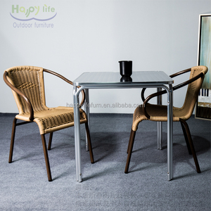 Table et bancs de jardin en aluminium imperméables pour l'extérieur, patio, cour, restaurant, meubles pour la plage HLT-196 Outdoor T - Product Image 3
