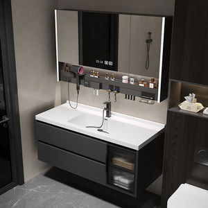 Meuble de salle de bain moderne et simple en ardoise, meuble-lavabo intelligent en bois massif, combinaison lavabo et meuble sous-vasque - Product Image 2