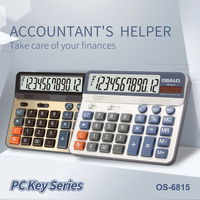   Calculatrice mécanique LCD OS-6815, 12 chiffres, solaire, grande calculatrice de bureau avec touches PC pour le bureau, les affaires, l'école