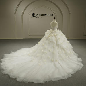 GT26040 Vestido de Novia Elegante y Moderno Estilo Princesa Francesa con Escote Corazón, Apliques, Cola Capilla, Largo hasta el Suelo, Sin Tirantes, de Tul - Product Image 2