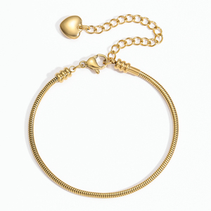 <span class=keywords><strong>Bracciale</strong></span> a Catena Serpente Unisex di Tendenza in Acciaio Inossidabile all'Ingrosso con Placcatura PVD in Oro 18k e Ciondolo a Cuore Rotondo Semplice Fai-da-Te - Product Image 1