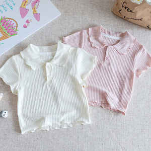 Camiseta <span class=keywords><strong>de</strong></span> algodón <span class=keywords><strong>de</strong></span> manga corta para niñas, nueva colección <span class=keywords><strong>de</strong></span> verano 2025, estilo coreano, cuello dulce <span class=keywords><strong>de</strong></span> <span class=keywords><strong>muñeca</strong></span>, tratamiento suave que absorbe la humedad para bebés. - Product Image 2