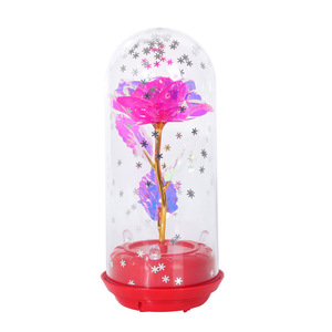 <span class=keywords><strong>Abat</strong></span>-<span class=keywords><strong>jour</strong></span> en verre rose fleur éternelle en feuille d'or 24 carats, ornement musical lumineux rotatif pour la Saint-Valentin et l'anniversaire. - Product Image 5